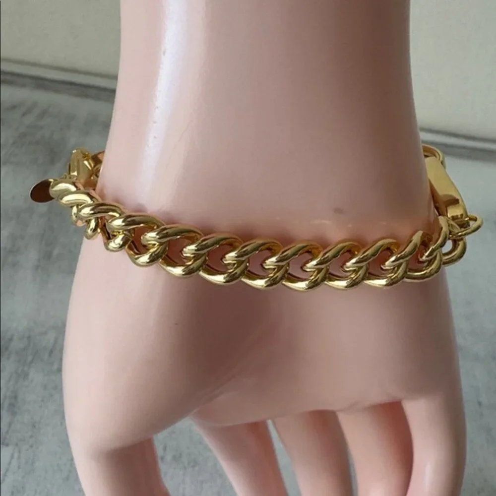 Milor Gold Plated 925 Sterling Silver Chain Link Bracelet Italy 7.5in long